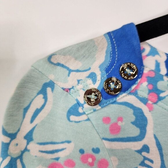 LILLY PULITZER Sophie Dress XXS Small Cotton Bay Blue Pink Into the Deep UPF 50+ - Picture 5 of 12